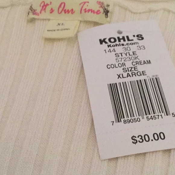 It’s Our Time V-Neck White Long Sleeve Rib-Knit XL - Picture 5 of 5